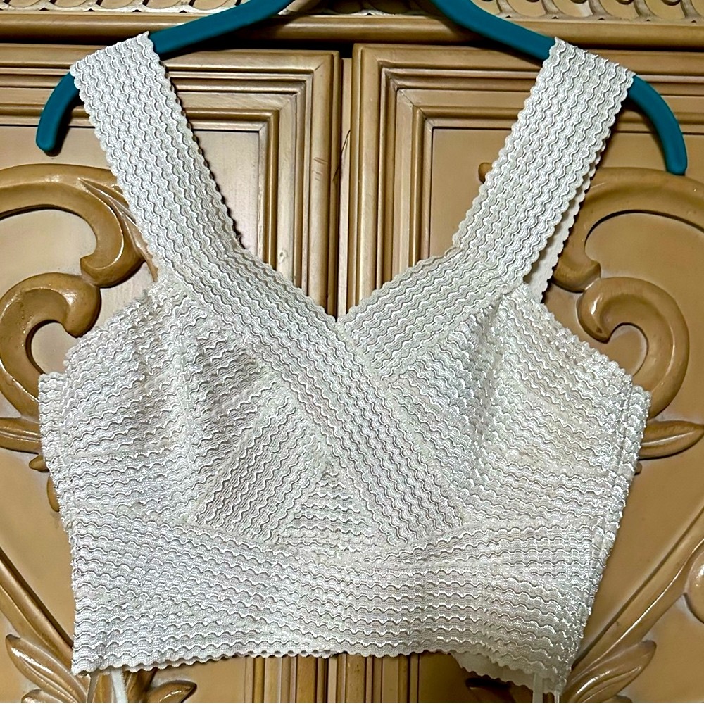 Ark & Co Elegant cream Textured Women's Crop Top nwot M